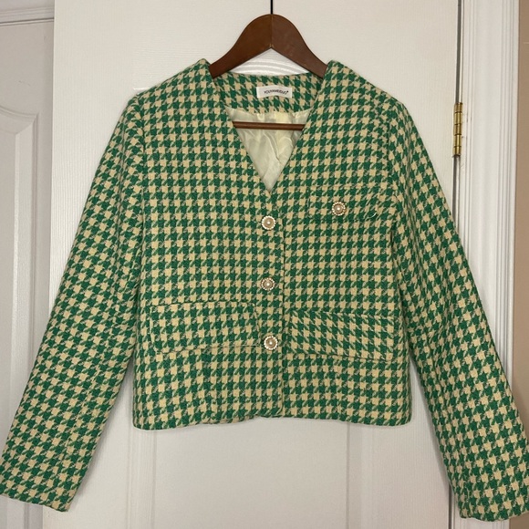 Youyameiduo Houndstooth Blazer with Fancy Button - Picture 1 of 5